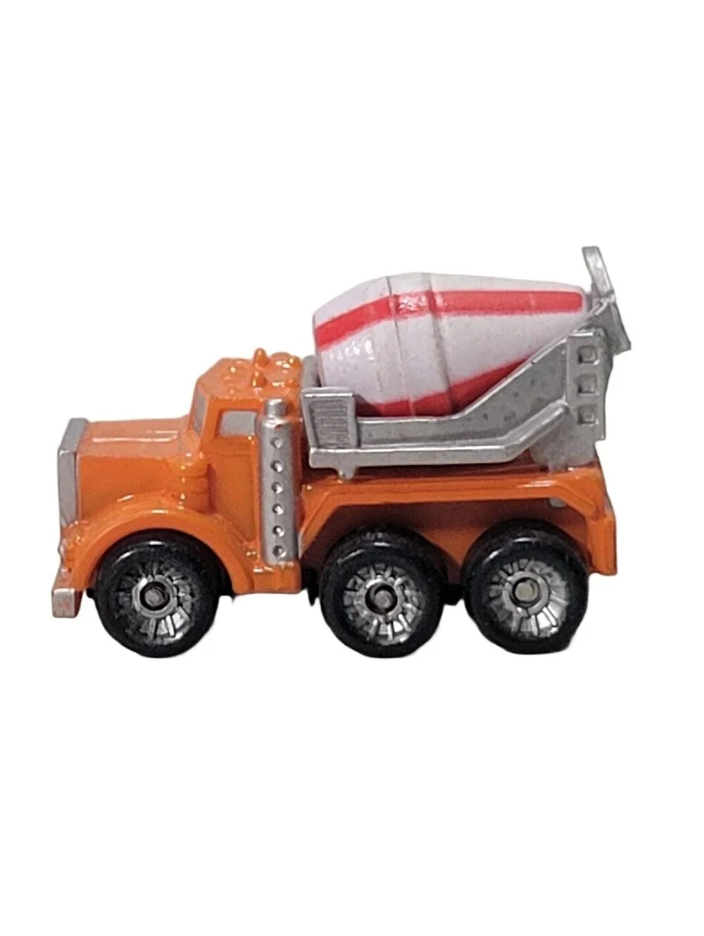Micro Machines Construction Cement Mixer Orange White Stripe Galoob 1987